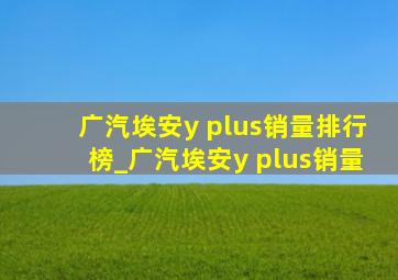 广汽埃安y plus销量排行榜_广汽埃安y plus销量